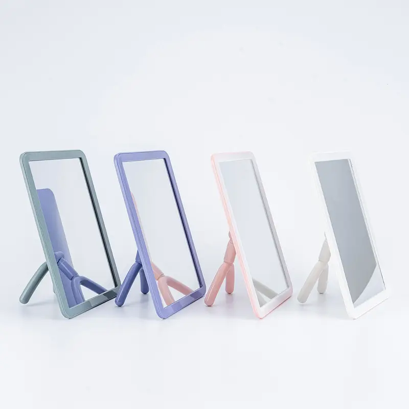 Small Plastic Vanity Standing Makeup Mirror OEM Concise Table Mirror Square Self Single Side Make-Up Table Make Up Mirror