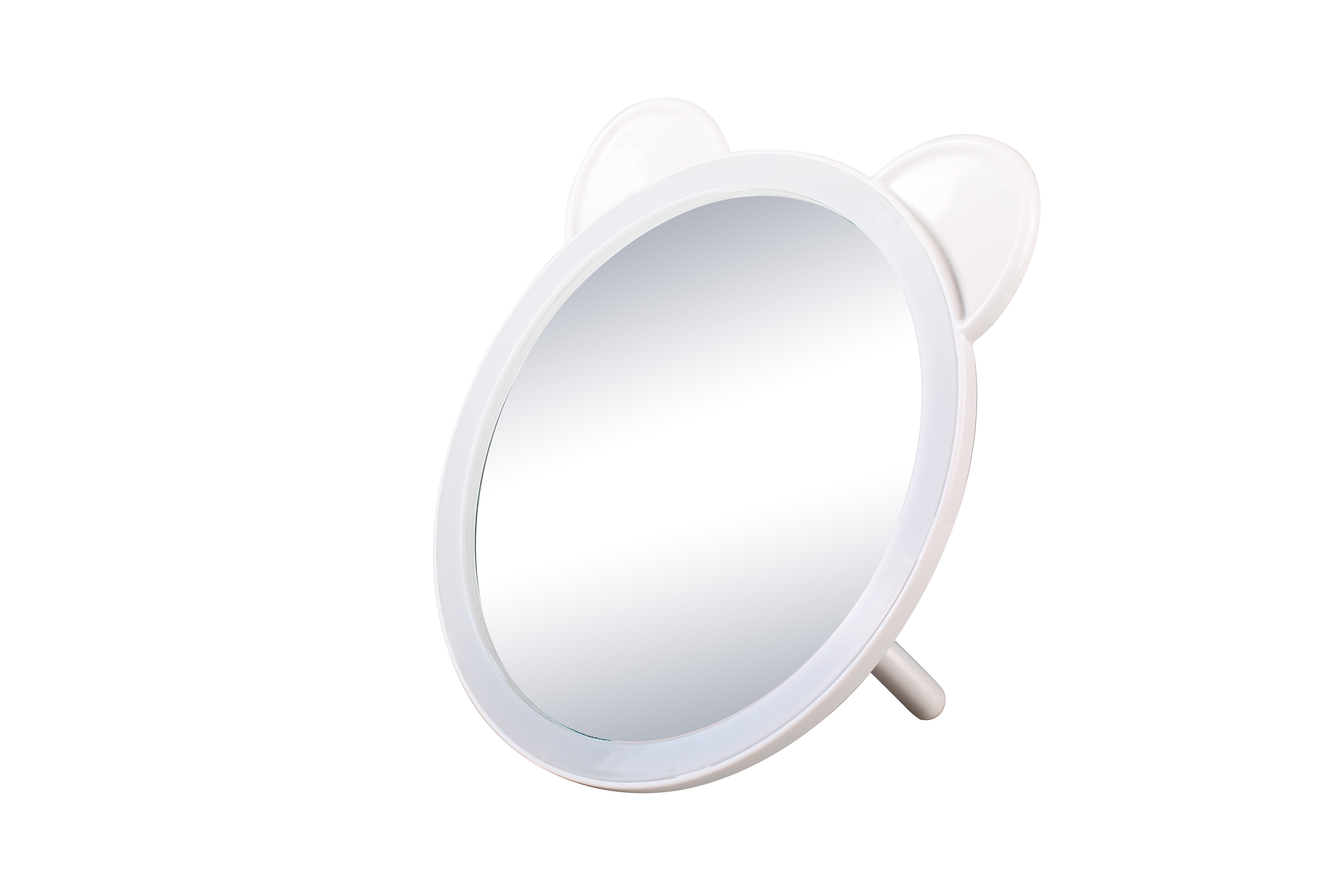 2022 New Style Luxury Cat Shape Plastic Frame Table Round Single Side Mirror Bright Beauty Dressing Table Mirror