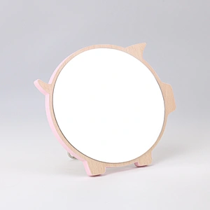 Desktop Ladies Rectangle Table Folding Cosmetic Make Up Mirror Custom Logo Wood Frame Makeup Mirror Round