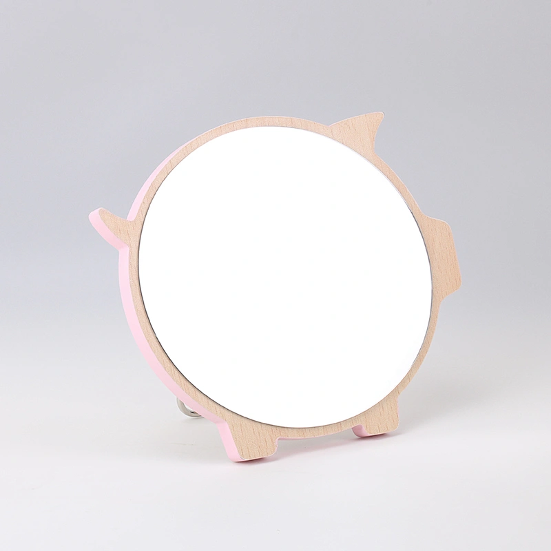 Desktop Ladies Rectangle Table Folding Cosmetic Make Up Mirror Custom Logo Wood Frame Makeup Mirror Round