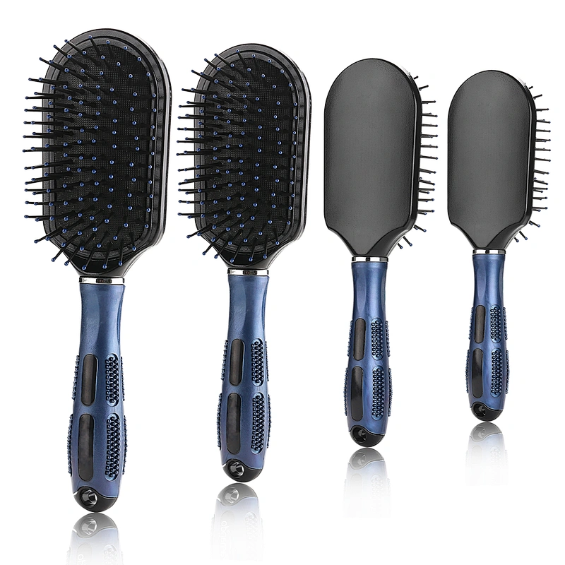 Premium Detangling Brush Vendor Private Label Curly Hair Detangler Massage Plastic Hair Beauty Brush With Rubber Hand