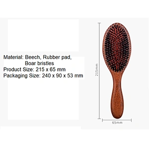 2022 New Design Custom Silicone Rubber Pad Hair Brush Boar Bristles Anti Static Wooden Hair Brush