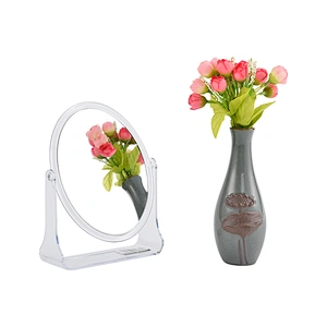 Custom Logo Makeup Plastic Magnification Double Standing Makeup 360 Degree Rotating Table Mirror For Makeup