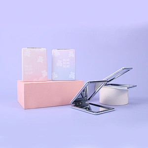 Wholesale Customizable Plastic Frame Dressing Table Small Double-Sided Mini Vanity Mirror Customizable Plastic Multifunction Tra