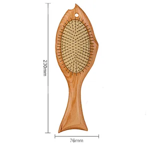 Wholesale Private Label Home Use Animal Shape Fish Style Brush Wooden Handle Vented Hairbrush For Women