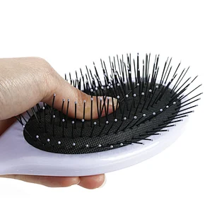 Good Quality Comb Style Oval Shape Purple Color Detangling Plastic Steel Needle Non-Stick Hair Scalp Massager Styling Hair Comb