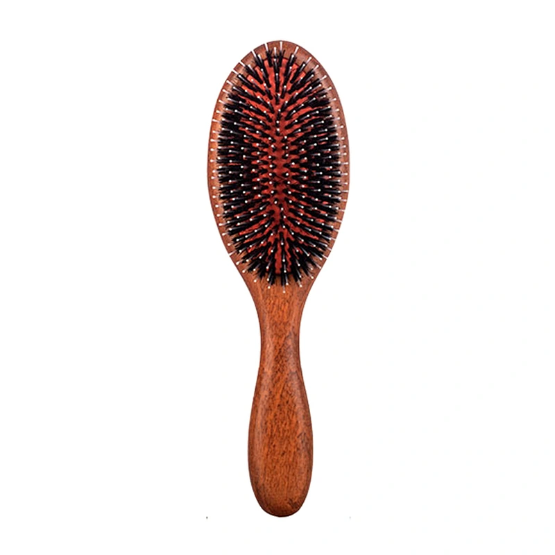 2022 New Design Custom Silicone Rubber Pad Hair Brush Boar Bristles Anti Static Wooden Hair Brush