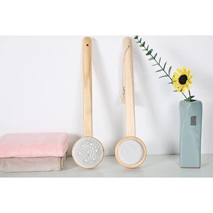 Wholesale Private Label Custom Logo Long Handle Wood Bath Brush Exfoliating Massage Bath Brushes Set