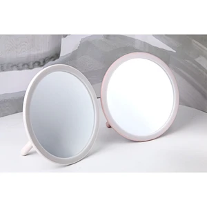 Wholesale Private Label Custom Logo Fancy Round Shape Bedroom Mirror Plastic Folding Desktop Makeup Mirror