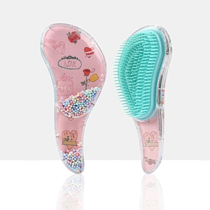 Private label Wide Tooth Hair Comb Detangling Cartoon Durable High Quality Care Hand Grip Brush For Barber Hair Cutting