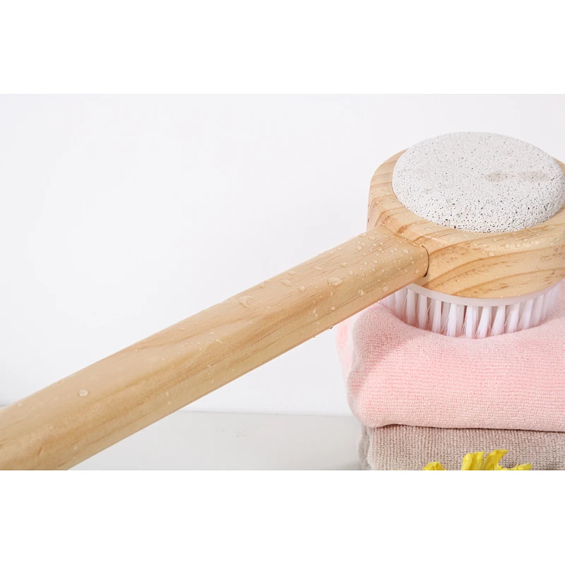 Wholesale Private Label Custom Logo Long Handle Wood Bath Brush Exfoliating Massage Bath Brushes Set