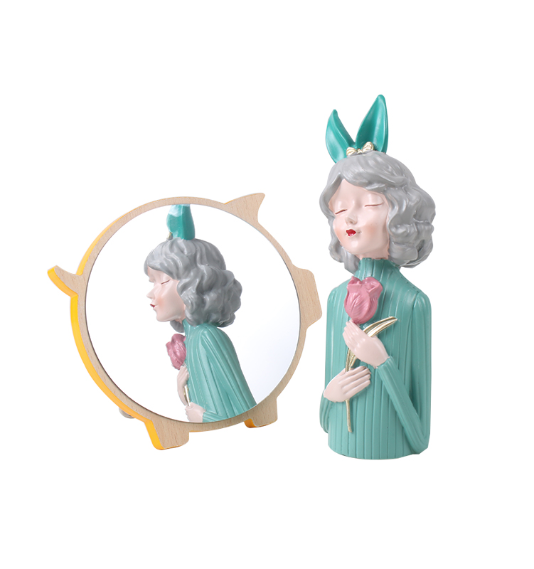 Desktop Ladies Rectangle Table Folding Cosmetic Make Up Mirror Custom Logo Wood Frame Makeup Mirror Round
