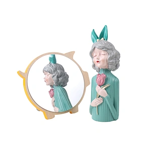 Desktop Ladies Rectangle Table Folding Cosmetic Make Up Mirror Custom Logo Wood Frame Makeup Mirror Round
