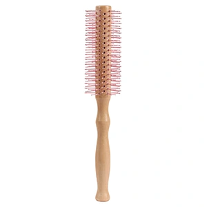 Big Discount Ergonomic Wood Handle Nylon Bristle Roller Hairbrush For Dry And Style Curl Hair For Barber Hair Cutting