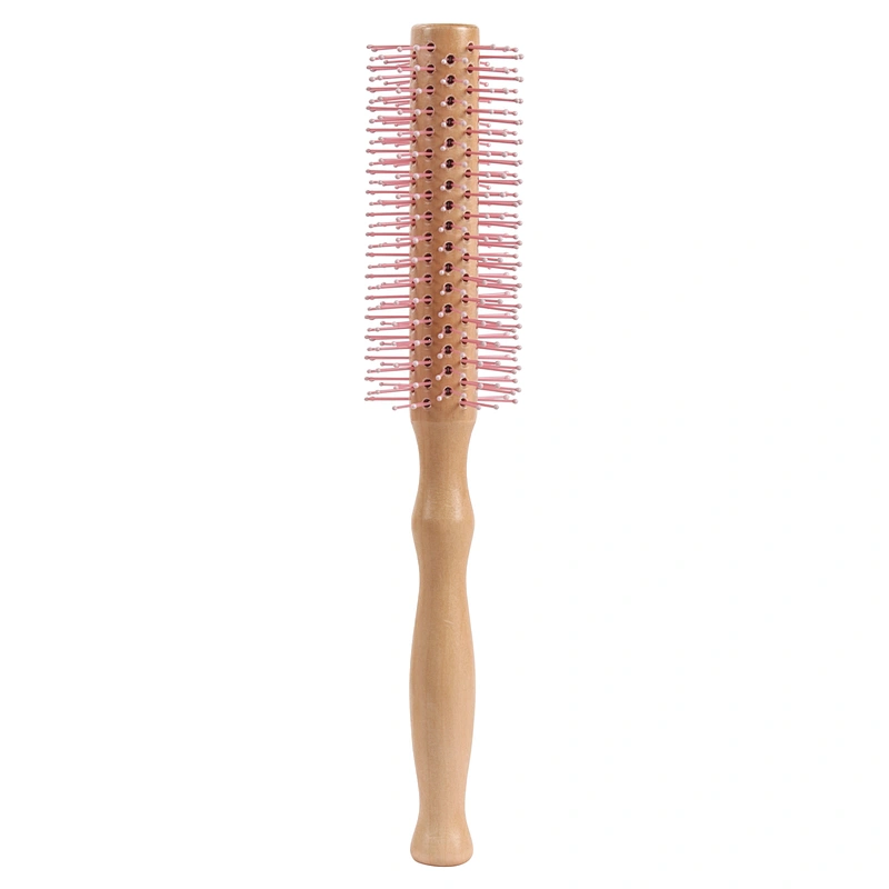 Big Discount Ergonomic Wood Handle Nylon Bristle Roller Hairbrush For Dry And Style Curl Hair For Barber Hair Cutting