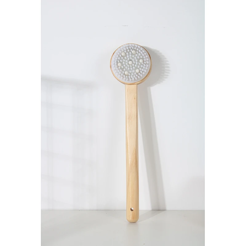 Wholesale Private Label Custom Logo Long Handle Wood Bath Brush Exfoliating Massage Bath Brushes Set