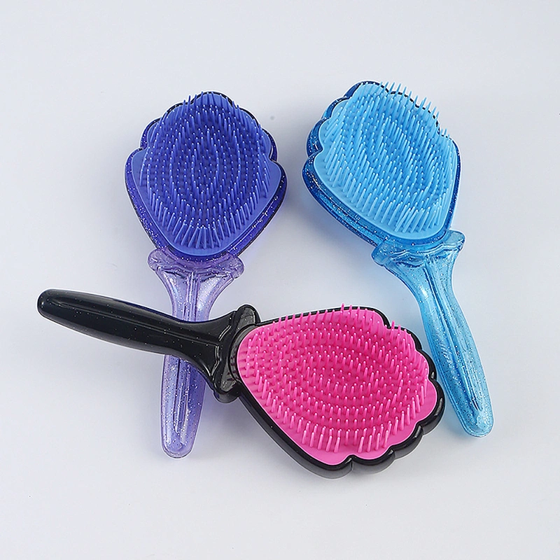 Eco-friendly Biodegradable Plastic Needle Air Bag Massage Shell Shape Comb Plastic Comb For Barber Hair Cutting