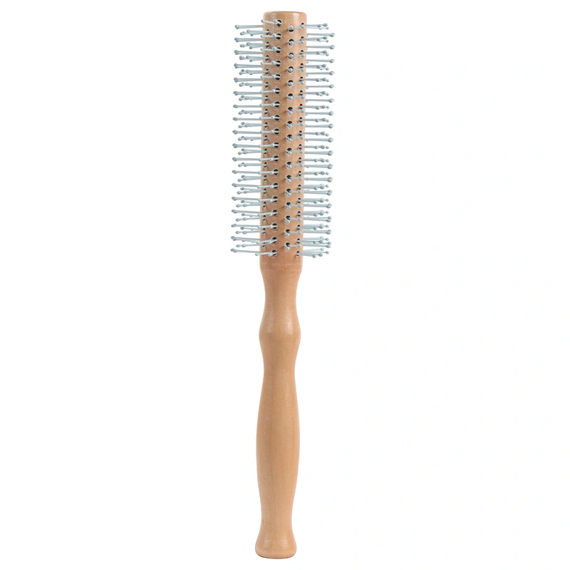 Big Discount Ergonomic Wood Handle Nylon Bristle Roller Hairbrush For Dry And Style Curl Hair For Barber Hair Cutting