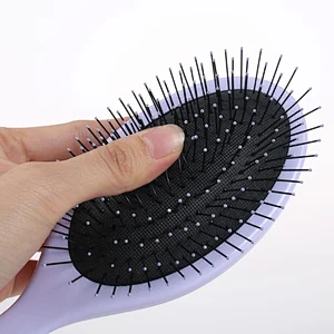 Good Quality Comb Style Oval Shape Purple Color Detangling Plastic Steel Needle Non-Stick Hair Scalp Massager Styling Hair Comb