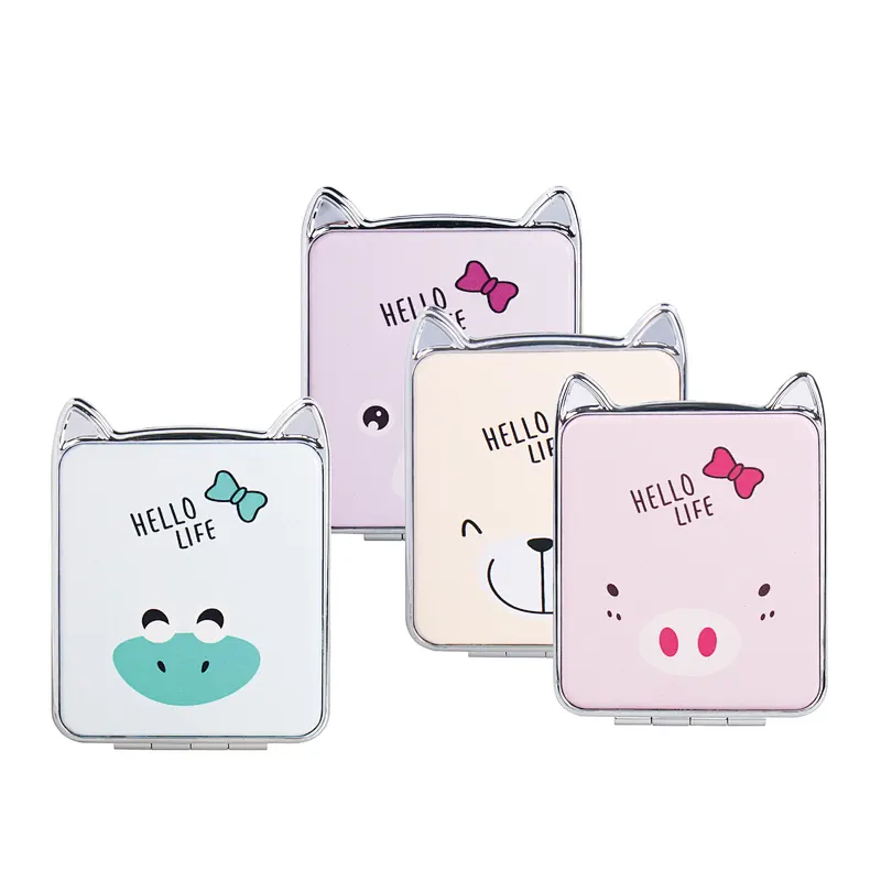 Wholesale 2022 Custom Cute Cartoon Pocket Mirror With Pu Leather Personalized Makeup Double Sided Pocket Mirror