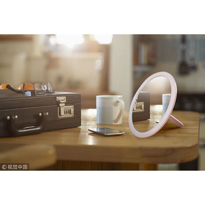 Wholesale Private Label Custom Logo Fancy Round Shape Bedroom Mirror Plastic Folding Desktop Makeup Mirror