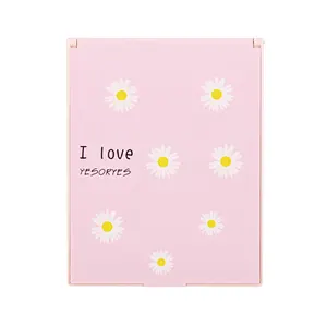 Best Manufacturer Customized Pocket Folding Make Up Mirror With Daisy Flower Hand Held Size Cosmetic Pocket Mirror