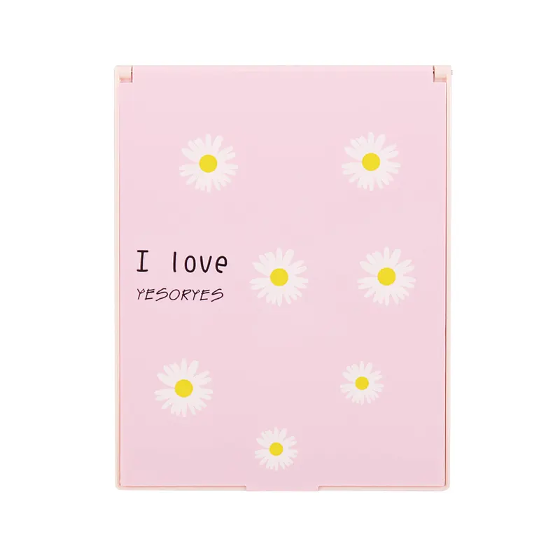 Best Manufacturer Customized Pocket Folding Make Up Mirror With Daisy Flower Hand Held Size Cosmetic Pocket Mirror