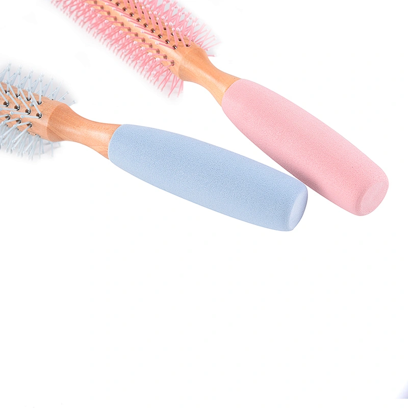 High Quality Home Use High End Resistant Massage Wood Pink Long Round Curling Comb Roller Hair Brush For Women