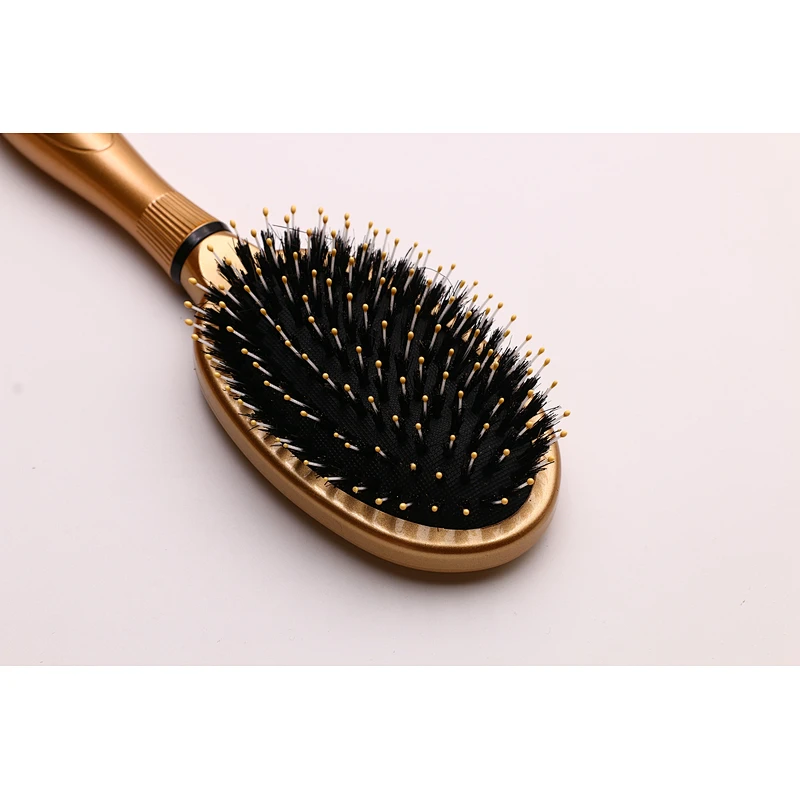 Factory OEM Logo Plastic Handle Oval Nylon Boar Bristle Hair Brush