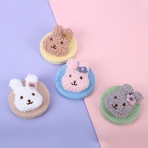 Handheld Travel Pocket Makeup Mirror Double Side Round Warmth Rabbit Head Round Pocket Portable Mirror
