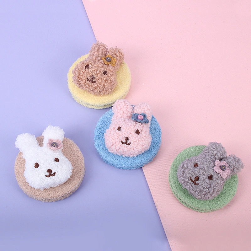 Handheld Travel Pocket Makeup Mirror Double Side Round Warmth Rabbit Head Round Pocket Portable Mirror
