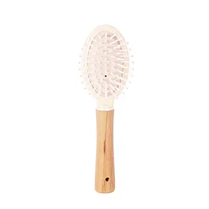 Best Detangling Natural Plastic Massage Paddle Round Tip Curly Hair Detangle Brush For Styling Barber Hair Cutting