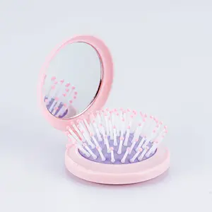 Wholesale Cartoon Portable Beauty Lens Mini Airbag Comb Mirror Airbag Folding Mirror Massage Comb For Women