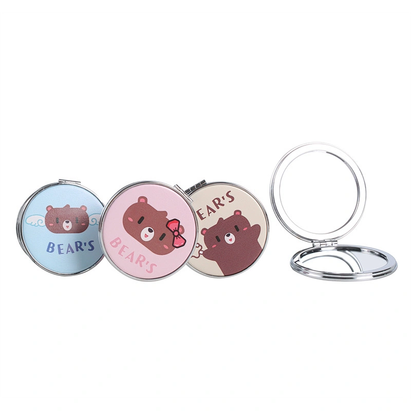 Wholesale Customizable Cartoon Bear Foldable Hobby Double Side Mirror Women Mini Makeup travel Mirror
