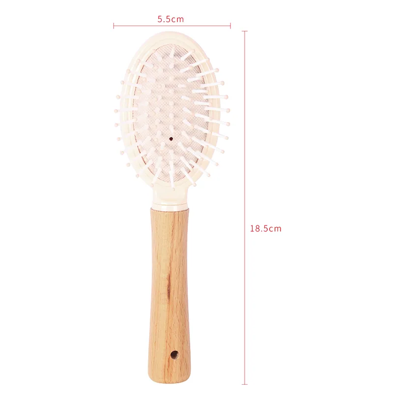 Best Detangling Natural Plastic Massage Paddle Round Tip Curly Hair Detangle Brush For Styling Barber Hair Cutting