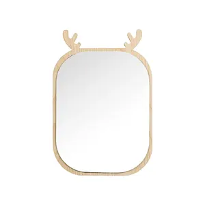 Wholesale Private Label Korean Style Deer Shape Free Moving Wooden Single Sided Desktop Mirror For Makeup