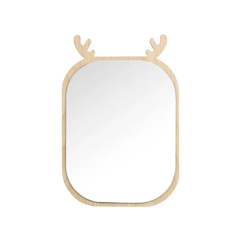 Wholesale Private Label Korean Style Deer Shape Free Moving Wooden Single Sided Desktop Mirror For Makeup