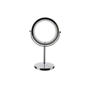 Wholesale Private Label High Quality Middle Size Bathroom Round Stainless Steel Frame Mirror Table Led Light Makeup Mirror