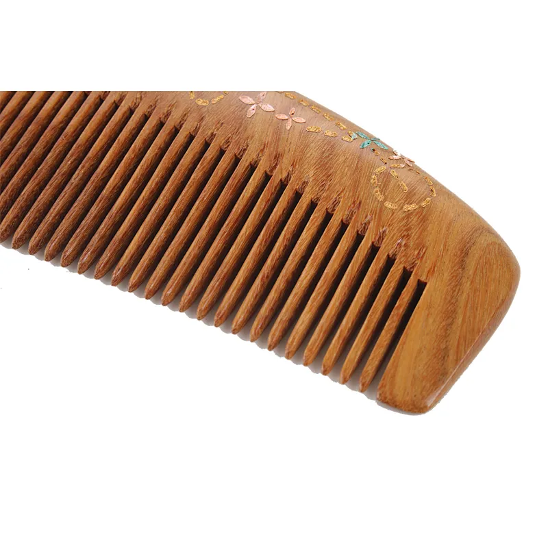 Good Quality Fineness Classical Hair Massage Brush Handmade 100% Natural Green Sandalwood Hair Comb For Barber Hair Cutting