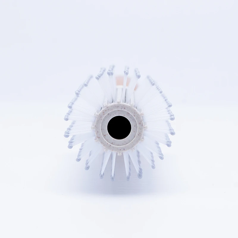 Customized Wheat Straw Rolling Plastic Massage Scalp Round Wood Handle Hair Styling Brush For Curly Hair