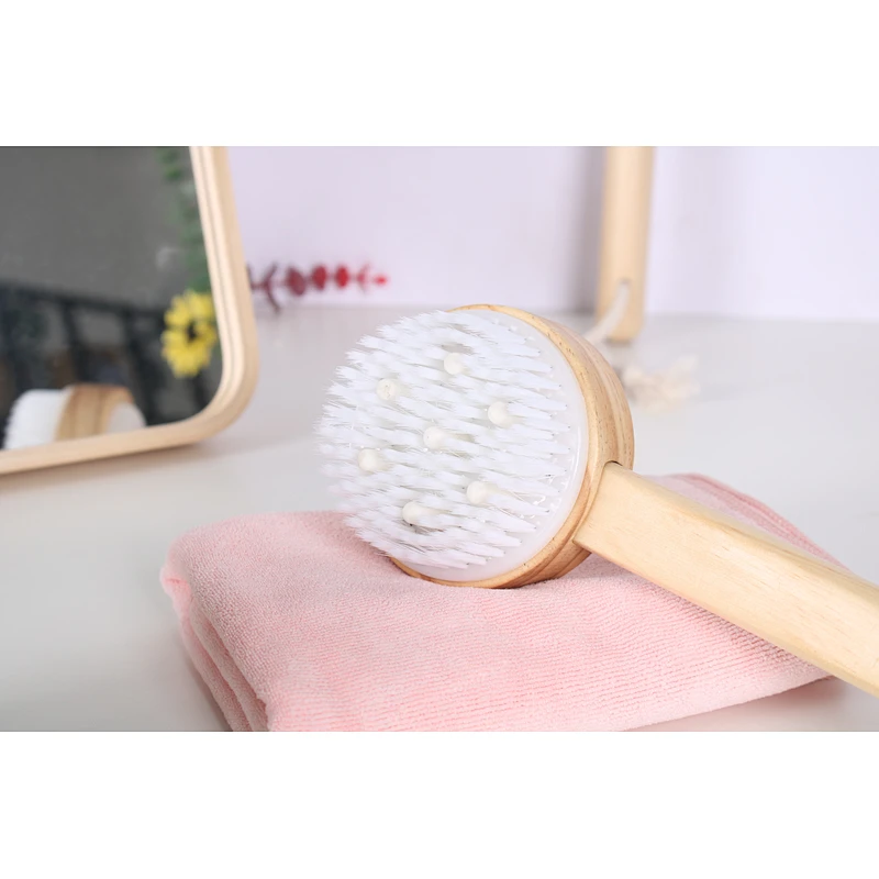 Wholesale Private Label Custom Logo Long Handle Wood Bath Brush Exfoliating Massage Bath Brushes Set
