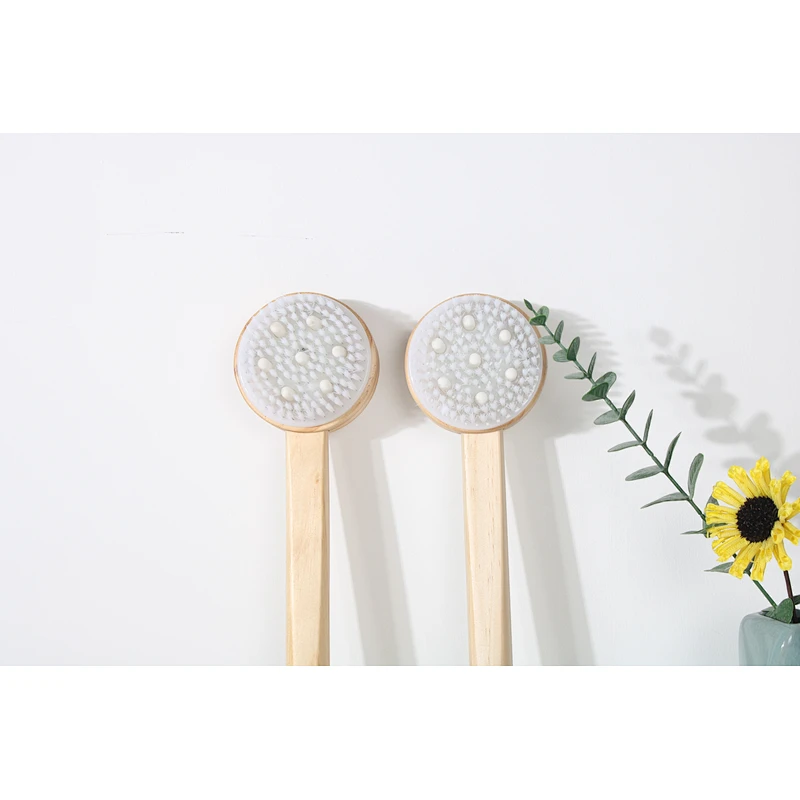 Wholesale Private Label Custom Logo Long Handle Wood Bath Brush Exfoliating Massage Bath Brushes Set