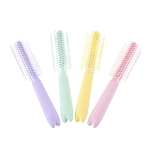 Barber Shop Household Cylinder Rolling Plastic Massage Scalp Round Handle Curling Styling Comb Straight Hair Curls