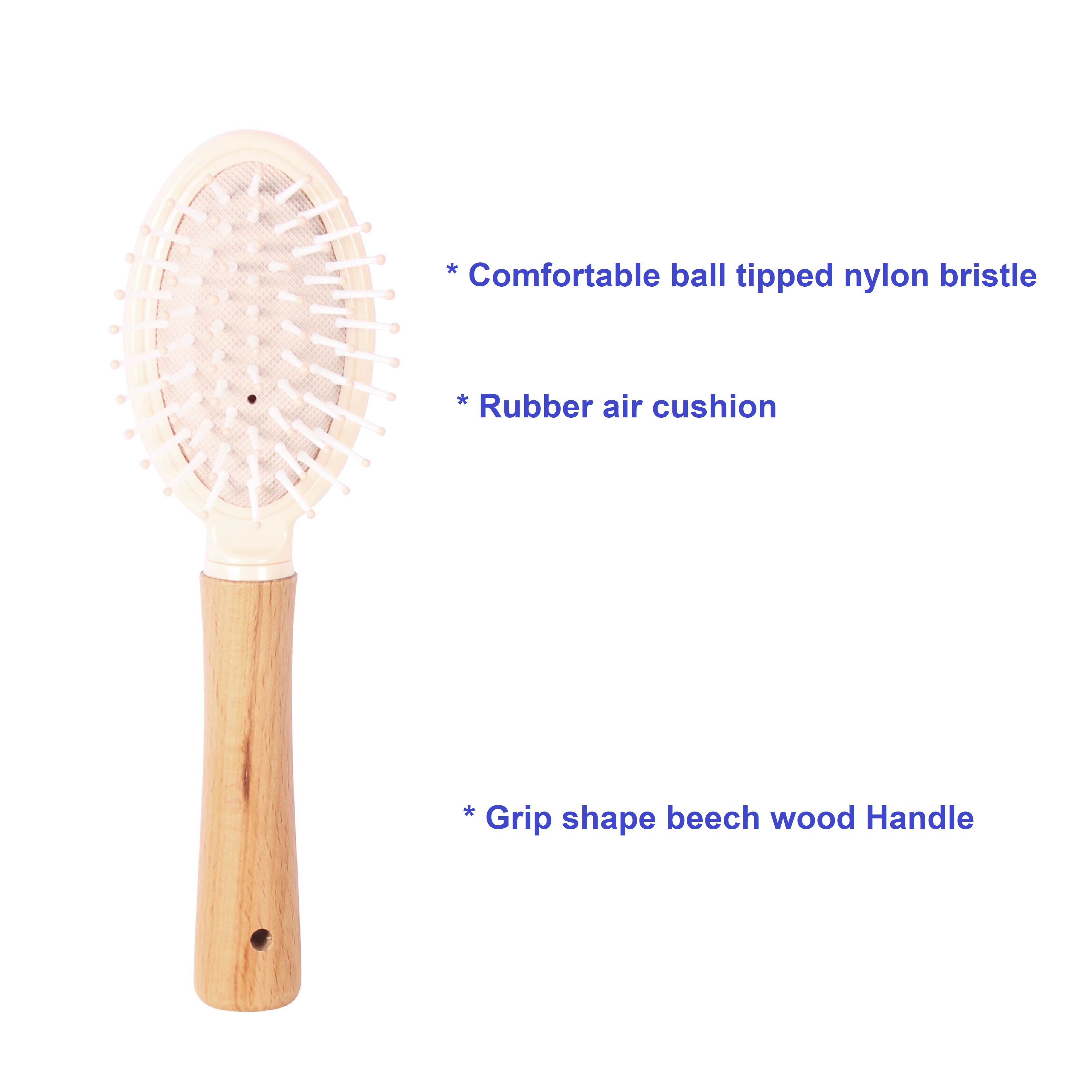 Best Detangling Natural Plastic Massage Paddle Round Tip Curly Hair Detangle Brush For Styling Barber Hair Cutting