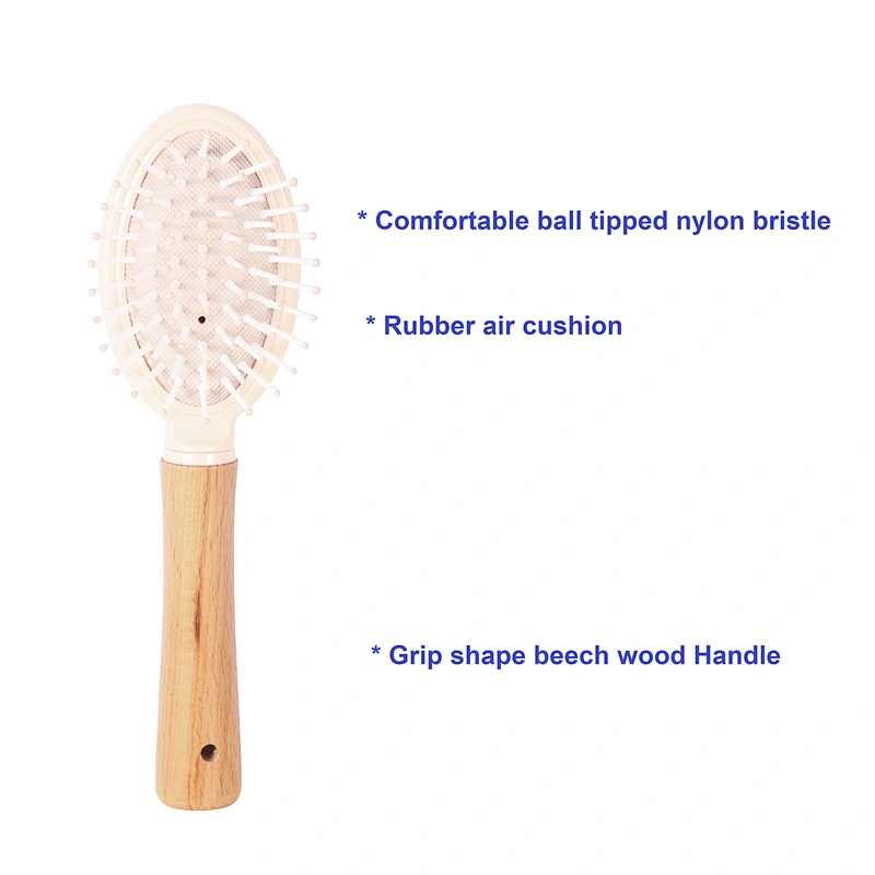 Best Detangling Natural Plastic Massage Paddle Round Tip Curly Hair Detangle Brush For Styling Barber Hair Cutting
