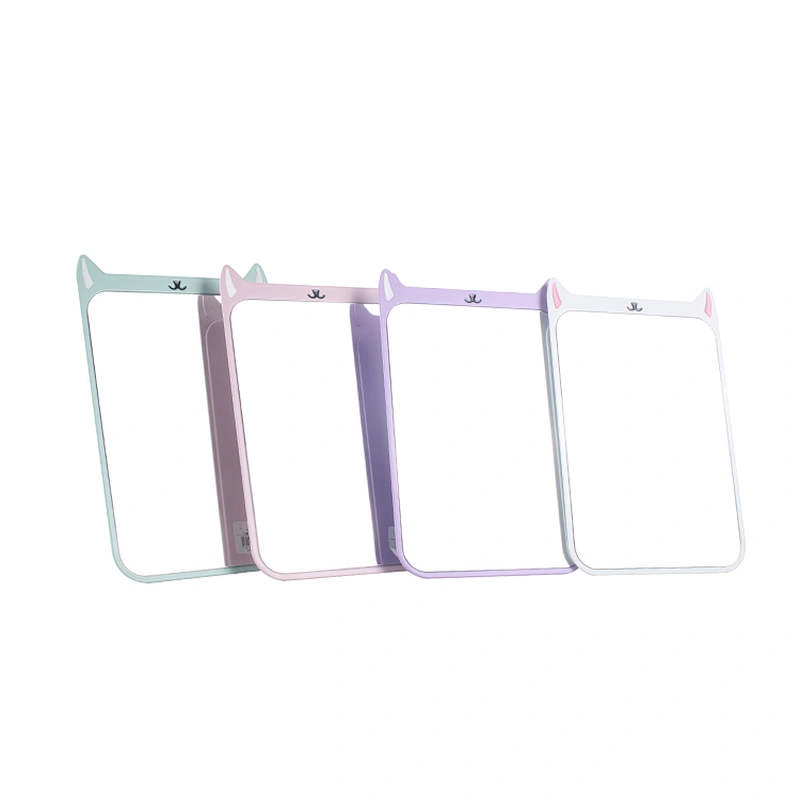 Wholesale Customizable Single Side Plastic Cute Design Rubber Soft Table Stand Custom Fashion Cat Ear Table Makeup Mirror