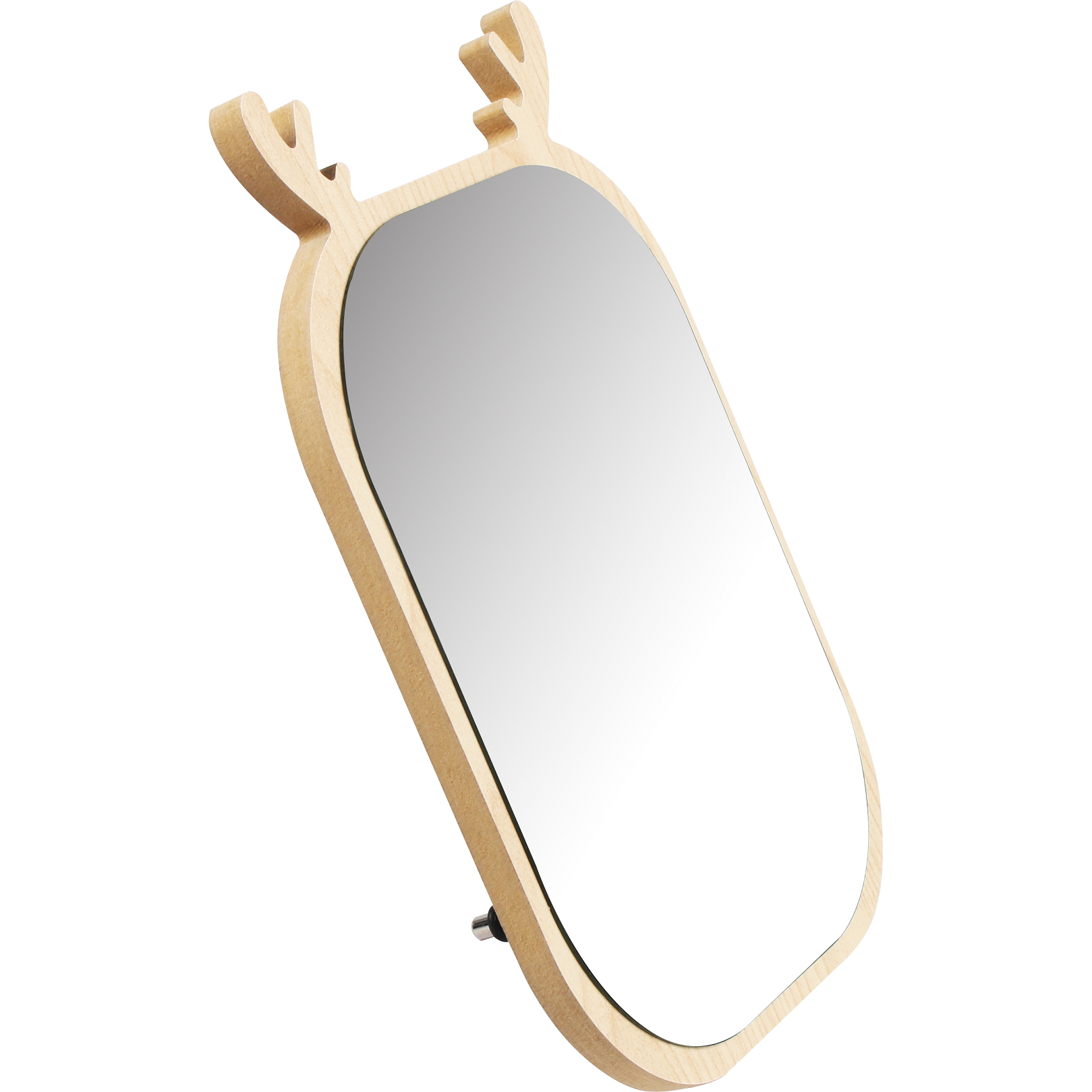 Wholesale Private Label Korean Style Deer Shape Free Moving Wooden Single Sided Desktop Mirror For Makeup
