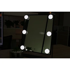 Wholesale Private Label Portable Square Desktop Single Sided Cosmetic Led Light Vanity Makeup Mirror With Natural Led