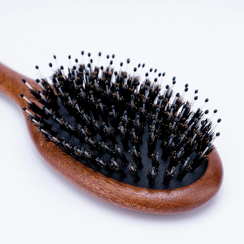 Wholesale Custom Logo Wooden Vegan Boar Bristle And Nylon Private Label Hard Bristle Hair Brush For Barber Hair Cutting