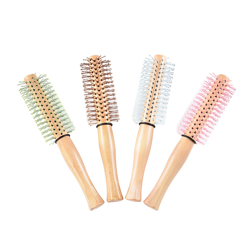 Wholesale Fantastic Solid Wood Shiny Surface Handle Boar Bristle Plastic Pins Pink Hair Brush For Girls